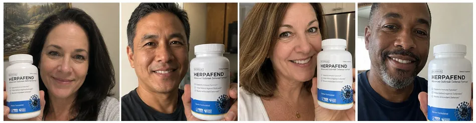 Real HerpaFend customers holding their bottles